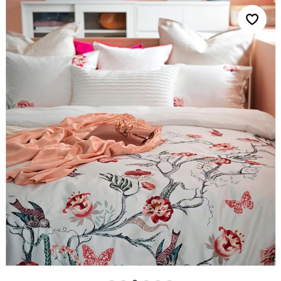 NWT JÄTTELILJA Duvet cover and pillowcase(s), white/floral patterned, Full/Queen - Picture 6 of 9